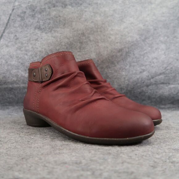 Cobb Hill Shoes Womens 7.5 Bootie Slouch Ankle Boot Leather Red Fashion Comfort - Picture 1 of 14